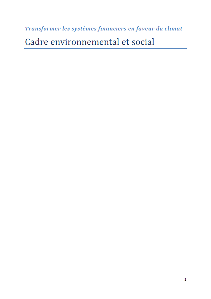 Cadre environnemental et social couverture